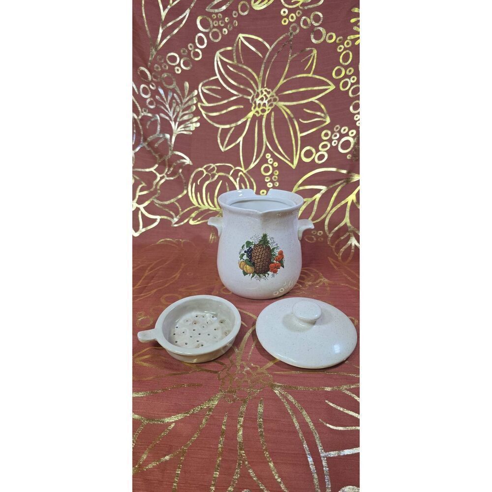 Mid-century Stoneware with Internal Strainer Insert